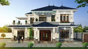 Nhà mái nhật 2 tầng hiện đại – thiết kế tối ưu, mái dốc, vật liệu bền, ánh sáng tự nhiên, sân vườn, chi phí hợp lý, phong thủy hài hòa