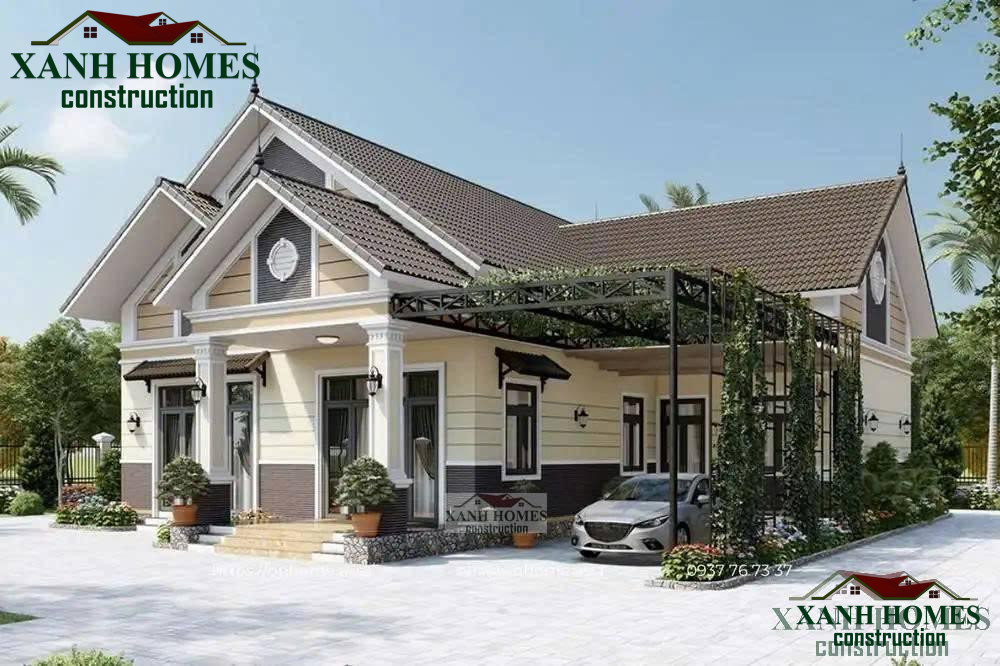 Biệt thự 1 tầng đẹp phong cách hiện đại XanhHomes: thiết kế tiết kiệm, không gian xanh, nội thất tối ưu, sân vườn tiện nghi cho gia đình Việt
