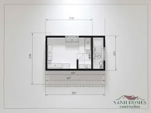 Thiết kế căn hộ mini với chỉ số đo diện tích, bản vẽ kỹ thuật chuyên nghiệp