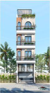 Xu Hướng Thiết Kế Nhà Ống 7 Tầng Thang Máy Diện Tích Nhỏ 4×9.3m Tối Ưu Dòng Tiền Cho Thuê