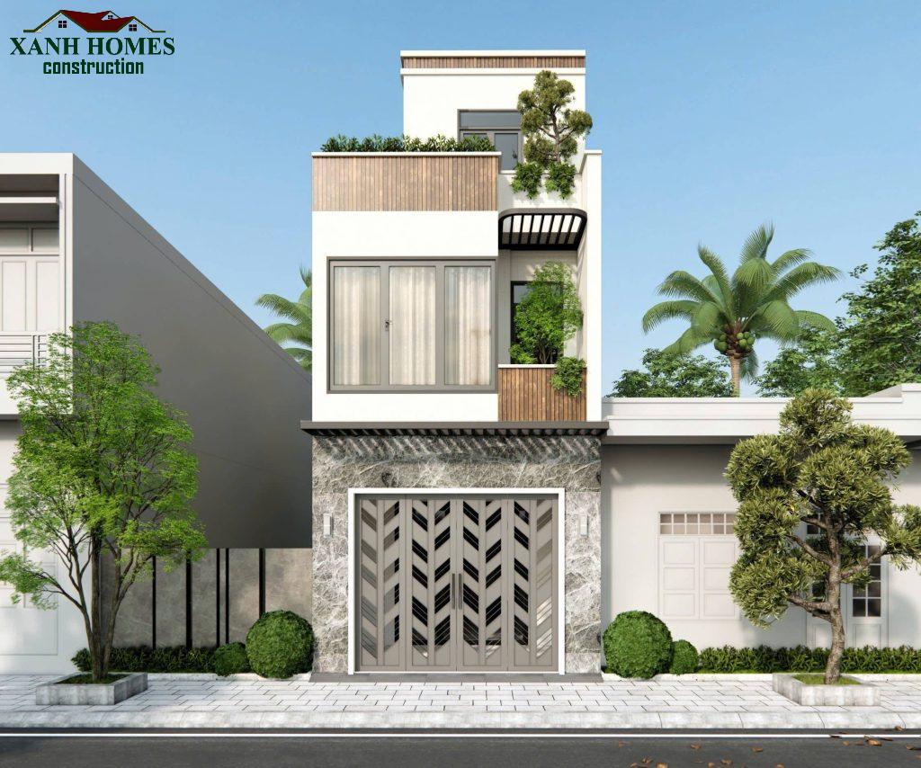 Mẫu Thiết Kế Nhà Ống 3 Tầng Hiện Đại 4.5×17.6m Xu Hướng Kiến Trúc Xanh Tối Giản Độc Bản